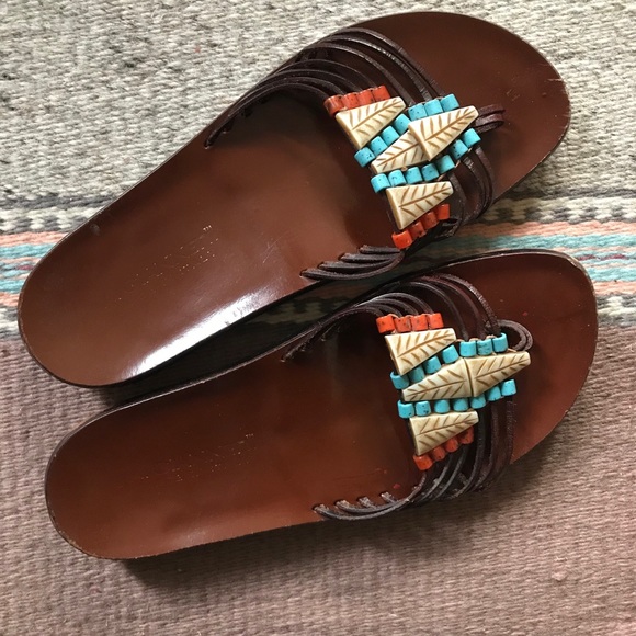 A. Gianetti Shoes - A. Gianetti Vintage Leather Beaded Sandals